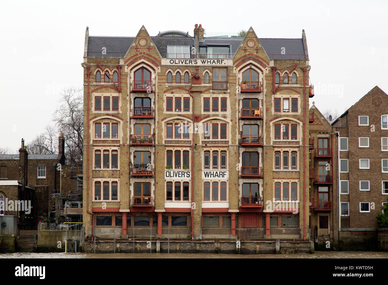 Oliver's Wharf in London, England. The wharf, in the Tower Hamlets
