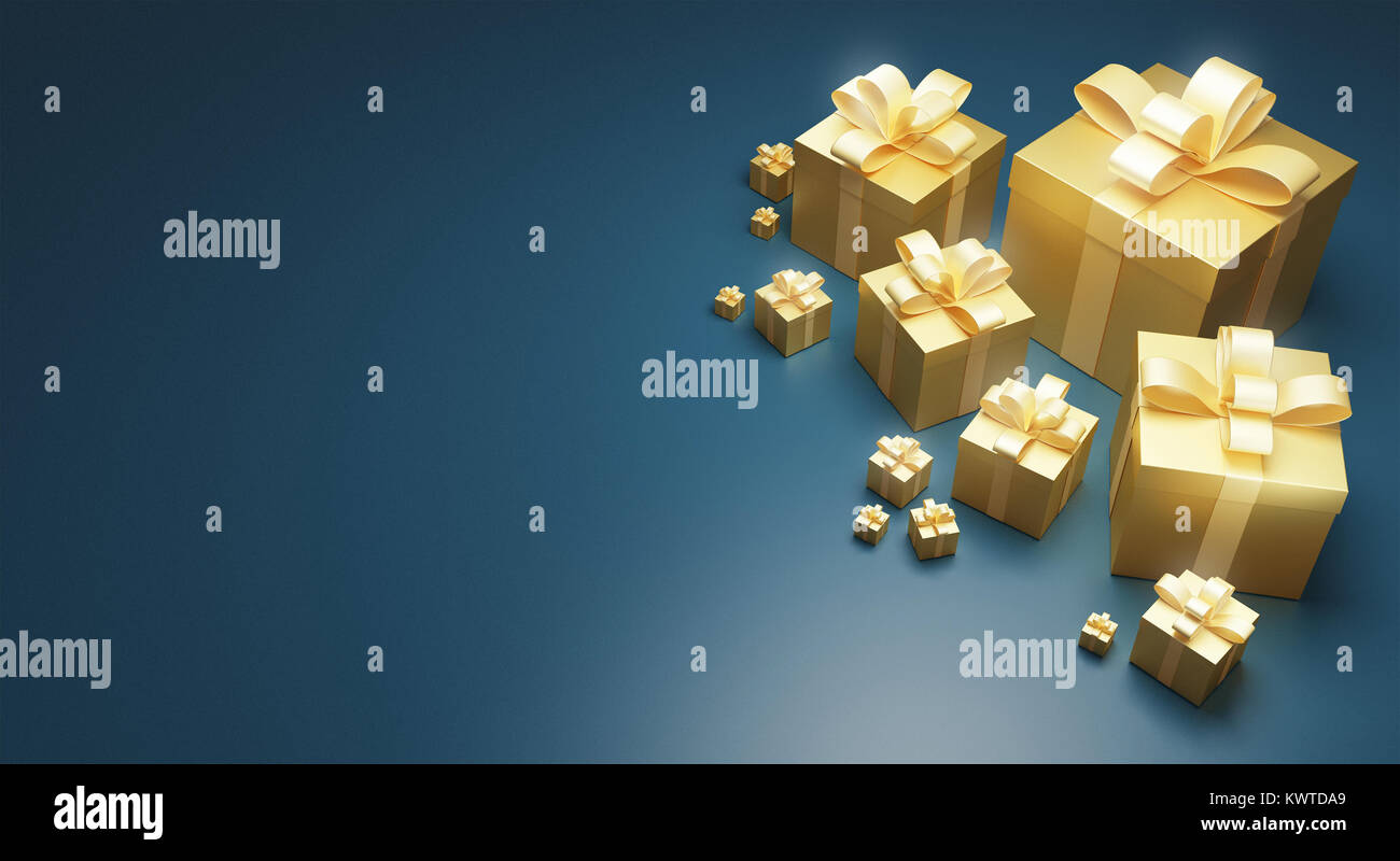 Gift boxes for christmas or birthday, illustration render 3d Stock Photo