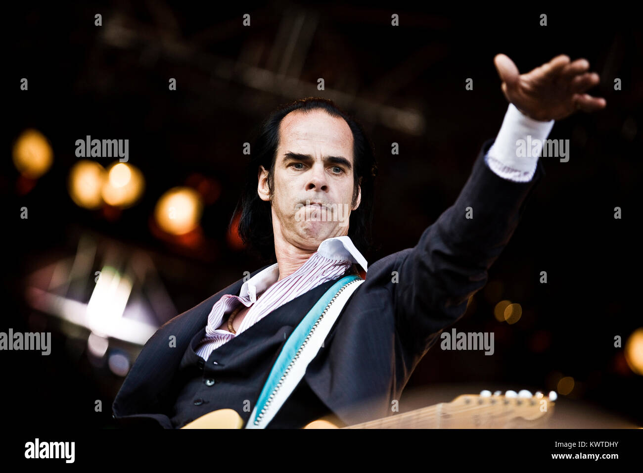 The Australian musician, composer, author and singer Nick Cave is here pictured at a live concert with his band The Bad Seeds at Roskilde Festival 2009. Denmark 03/07 2009. Stock Photo