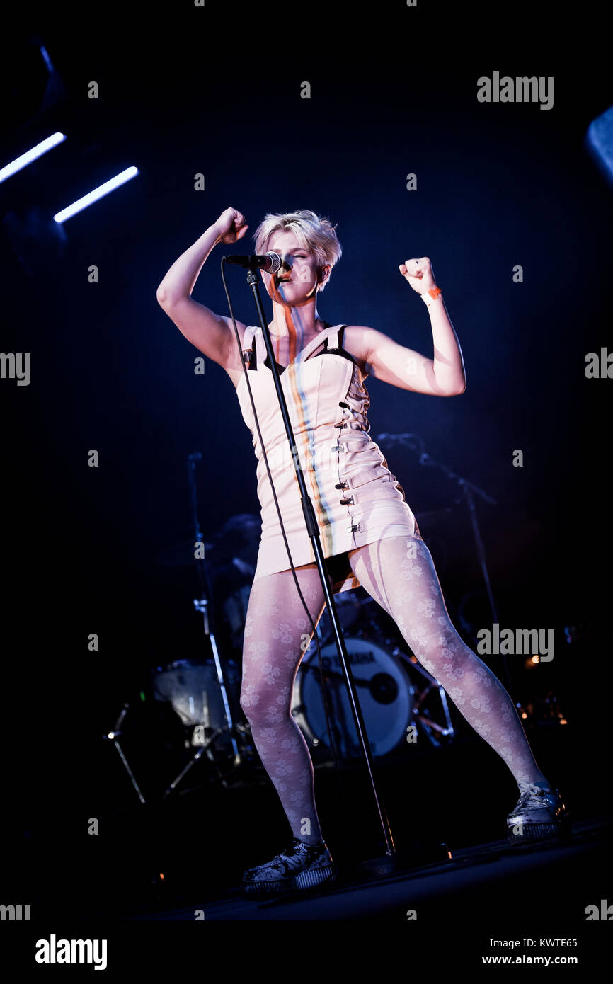 The Swedish singer Robyn (Miriam Carlsson) performs live concert at  Roskilde Festival 2010 and is here pictured live on stage during her show.  Denmark 04/07 2010 Stock Photo - Alamy