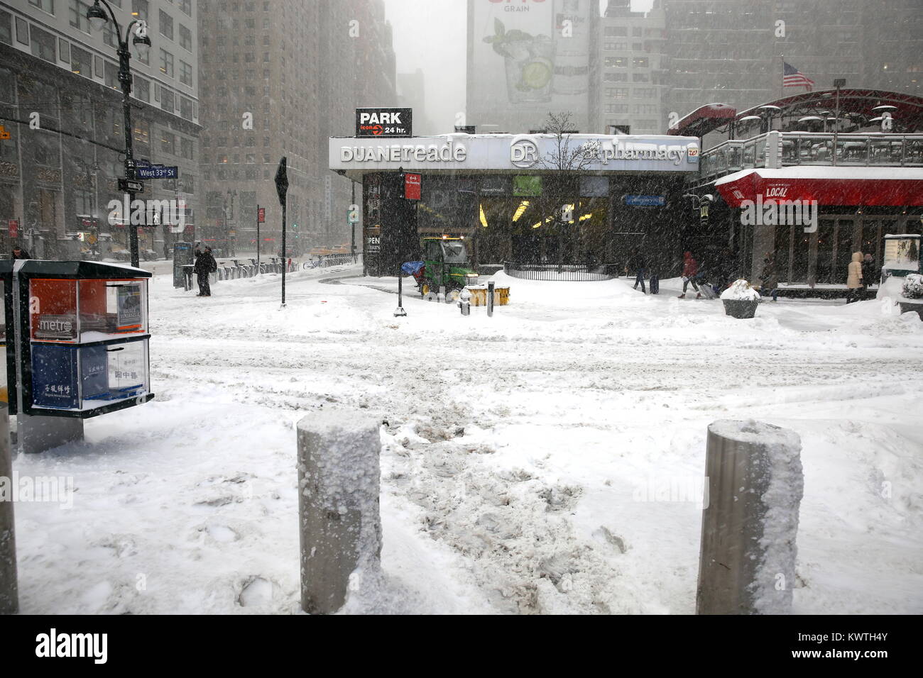 NYC snowstorm January 4th, 2018 Stock Photo