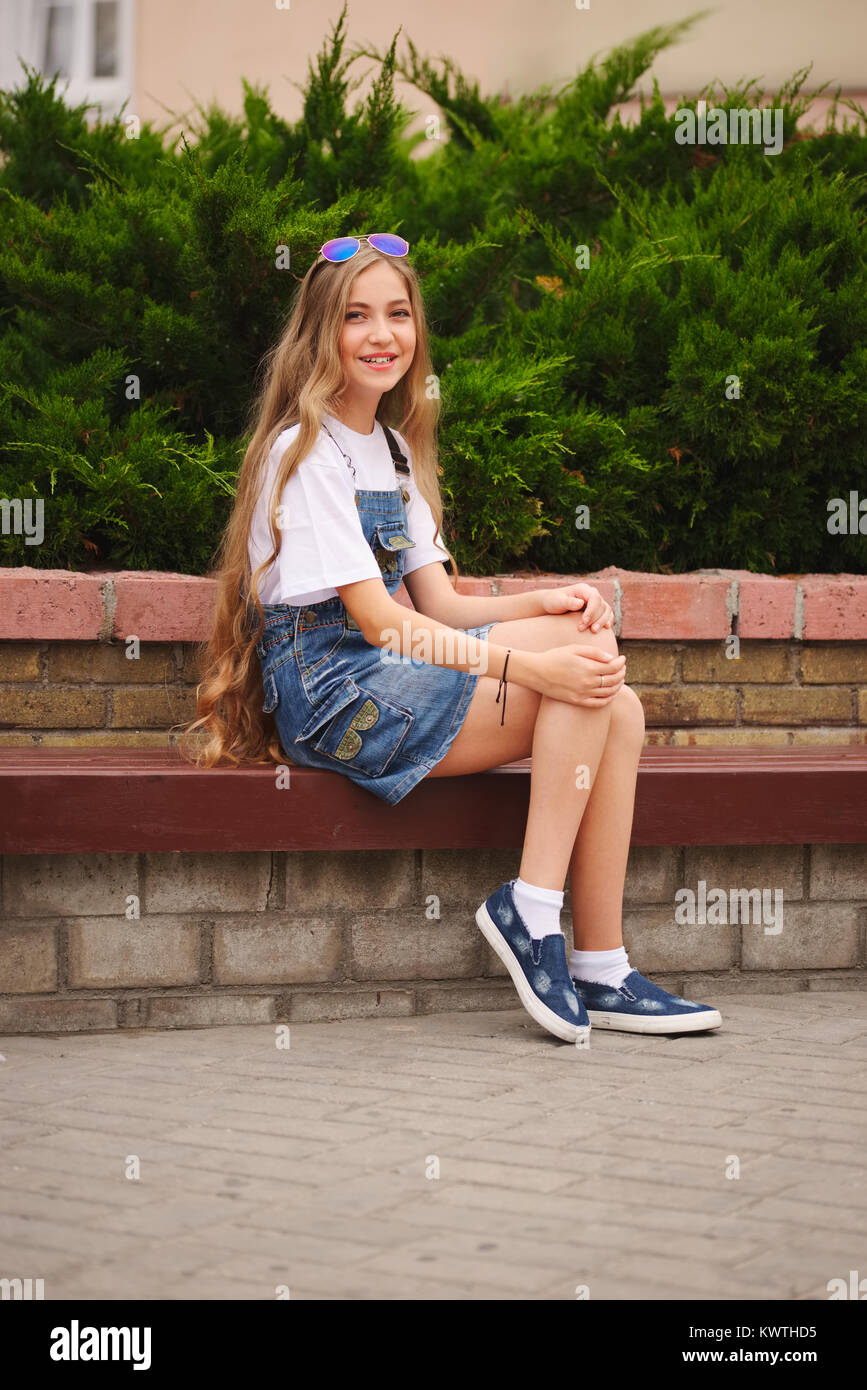 portrait of beautiful young girl with long hair Stock Photo - Alamy