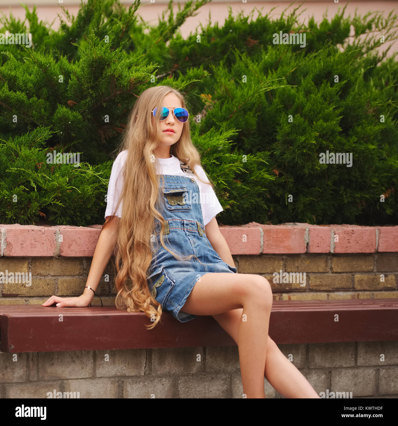 portrait of beautiful young girl with long hair Stock Photo - Alamy