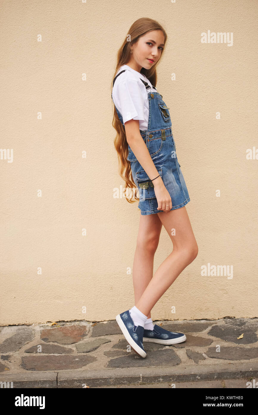 portrait of beautiful young girl with long hair Stock Photo - Alamy