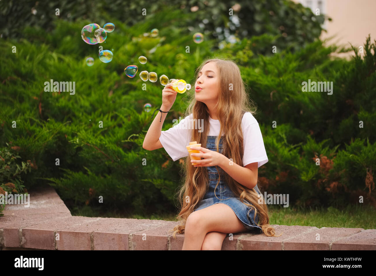 portrait of beautiful young girl with long hair Stock Photo - Alamy