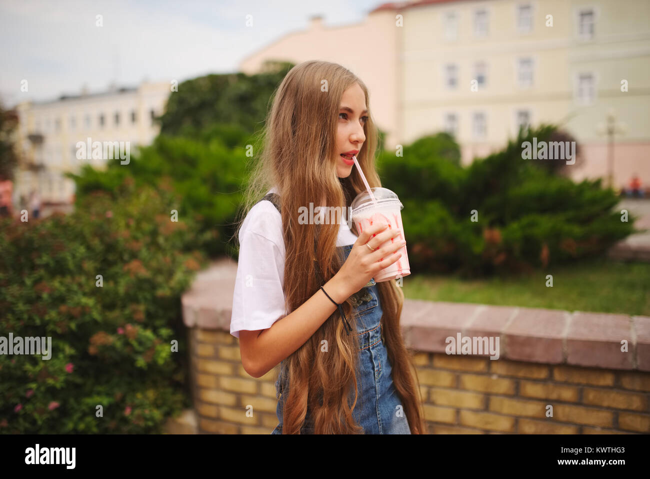 portrait of beautiful young girl with long hair Stock Photo - Alamy