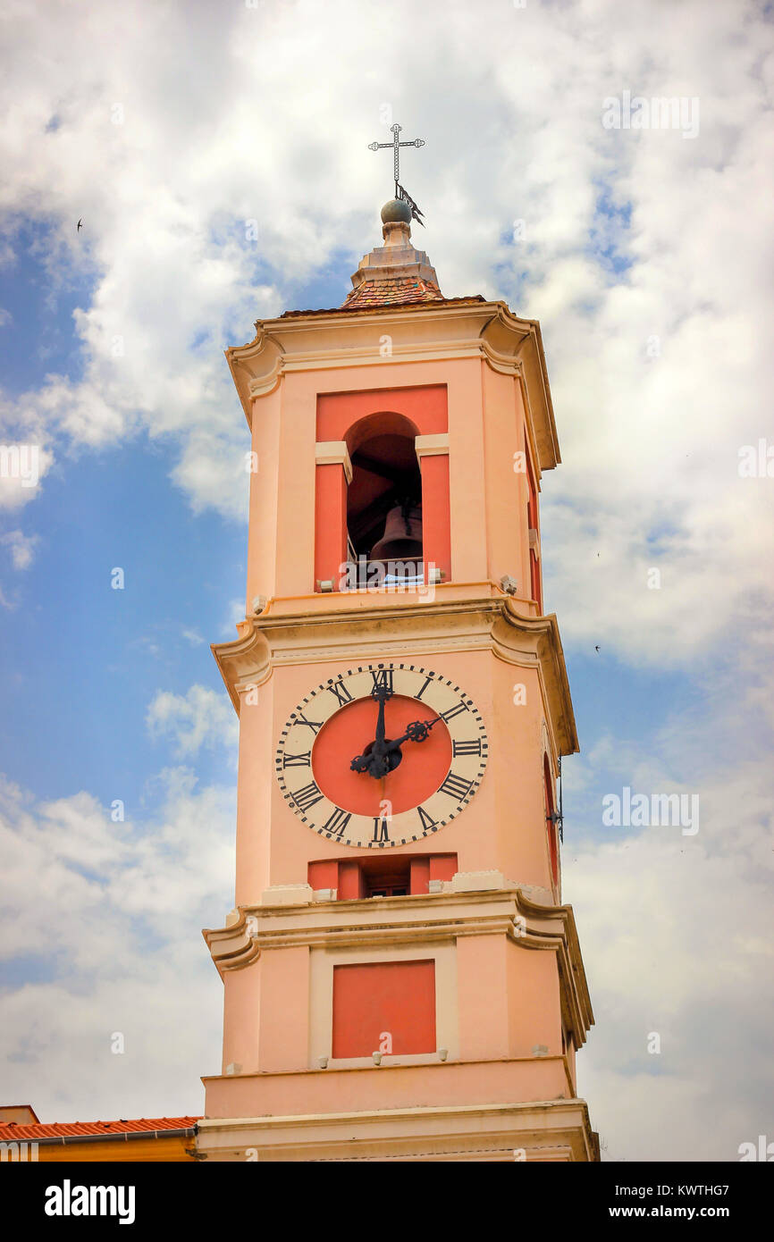 Bell tower of the Saint Rita church in Nice, France Stock Photo