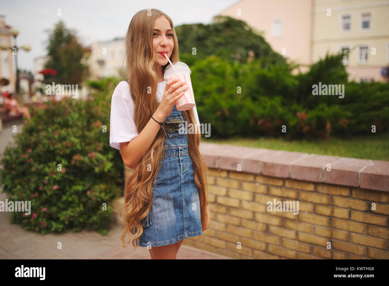 portrait of beautiful young girl with long hair Stock Photo - Alamy