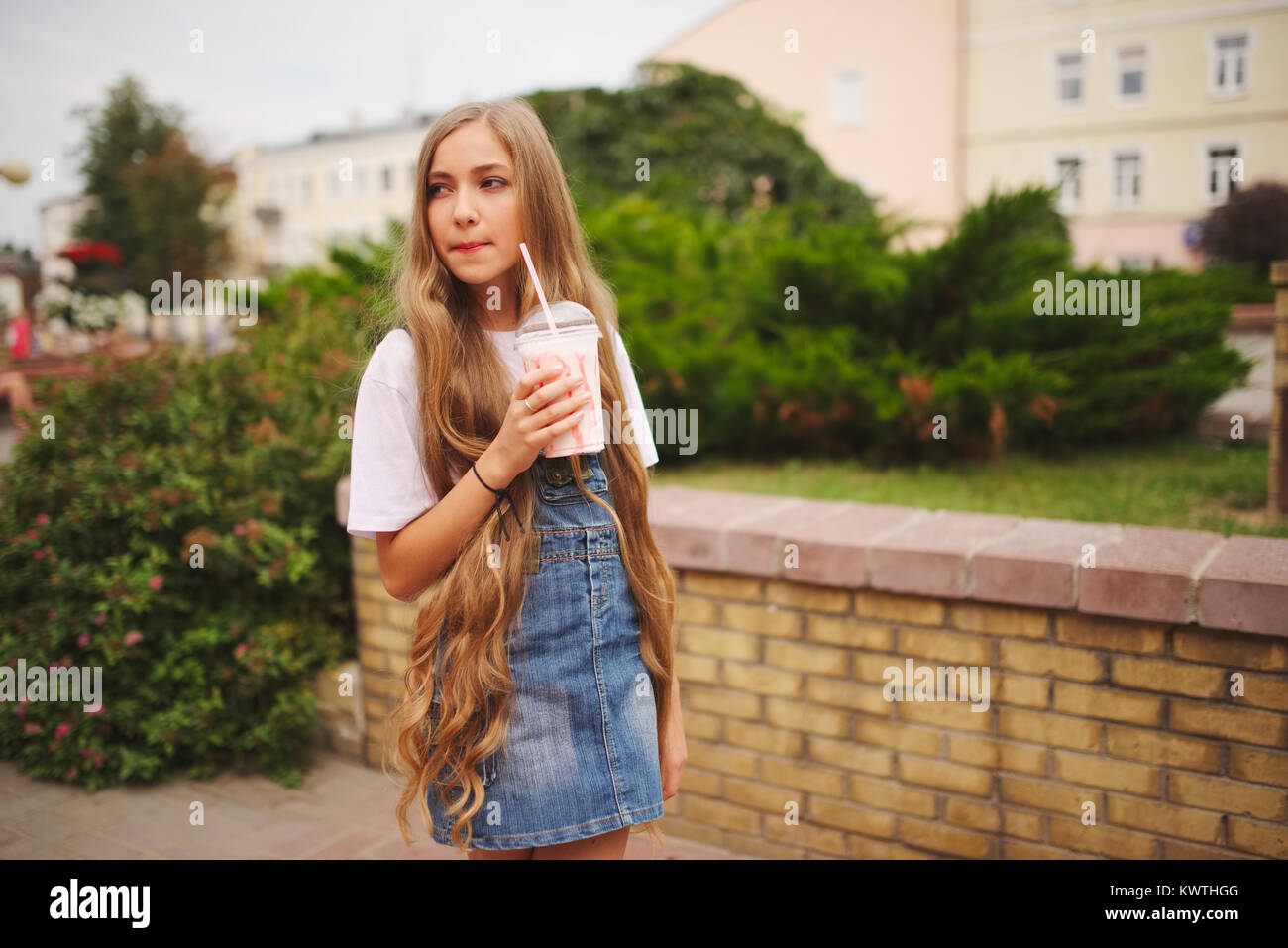 portrait of beautiful young girl with long hair Stock Photo - Alamy