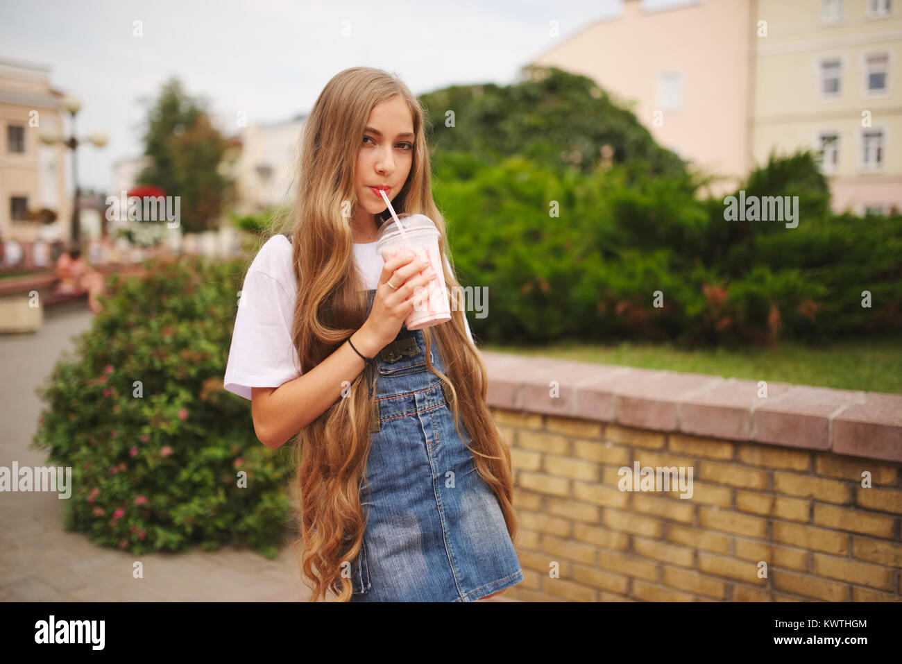 portrait of beautiful young girl with long hair Stock Photo - Alamy
