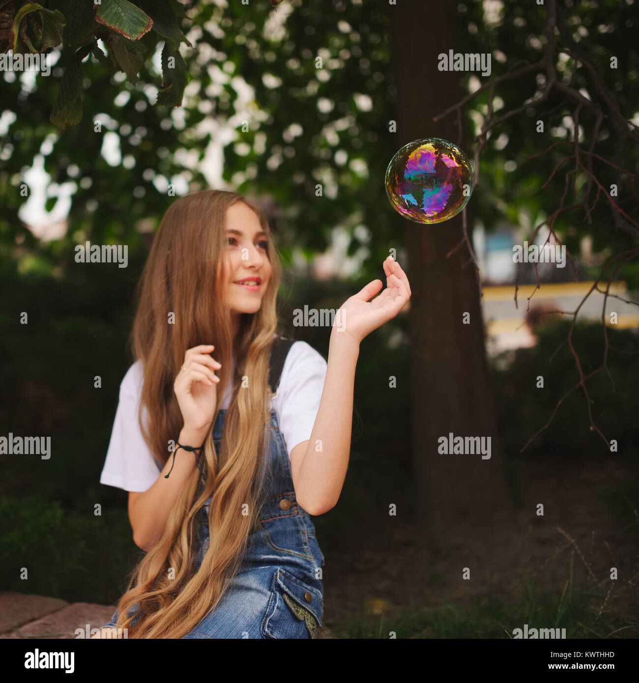 portrait of beautiful young girl with long hair Stock Photo - Alamy