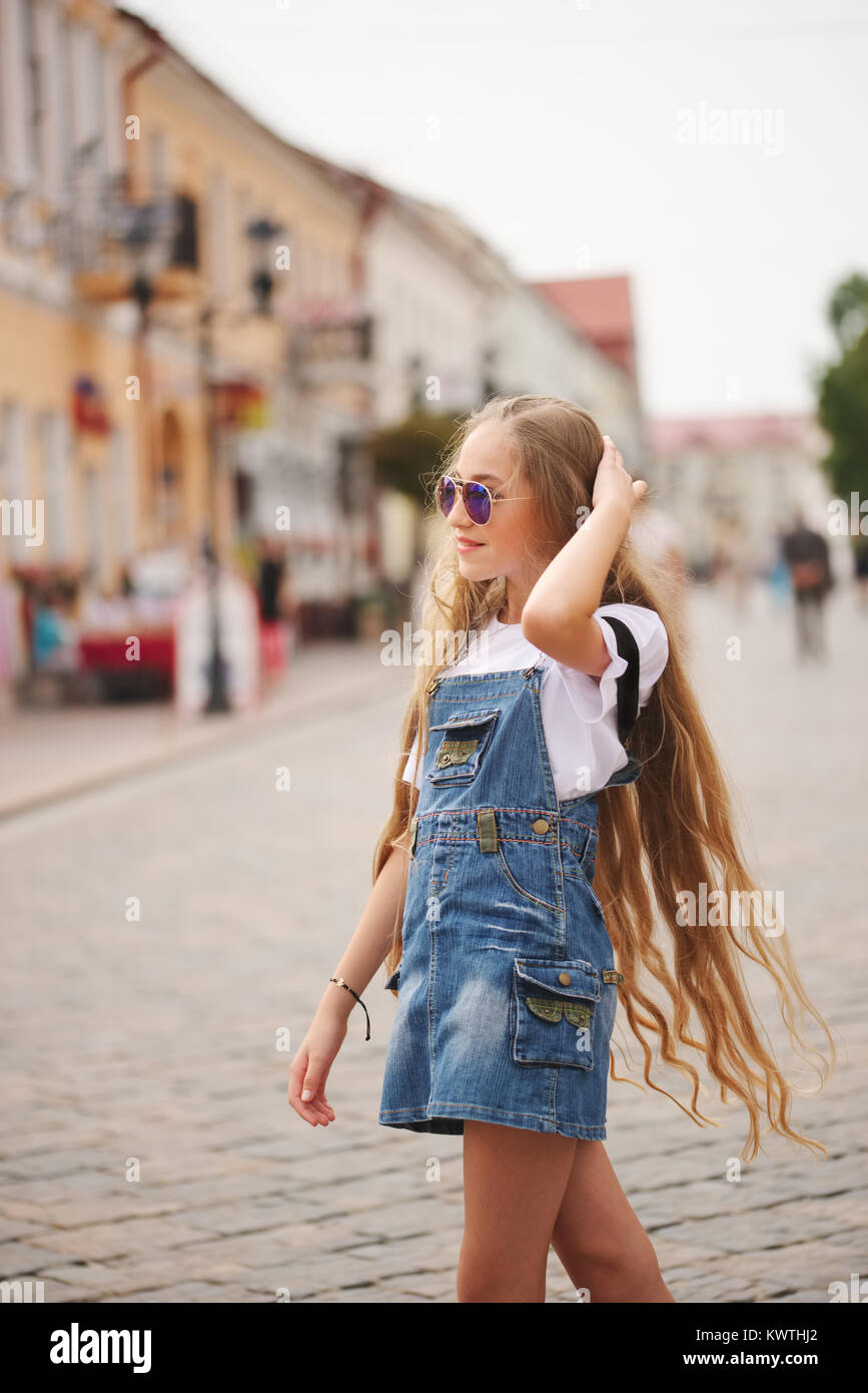 portrait of beautiful young girl with long hair Stock Photo - Alamy