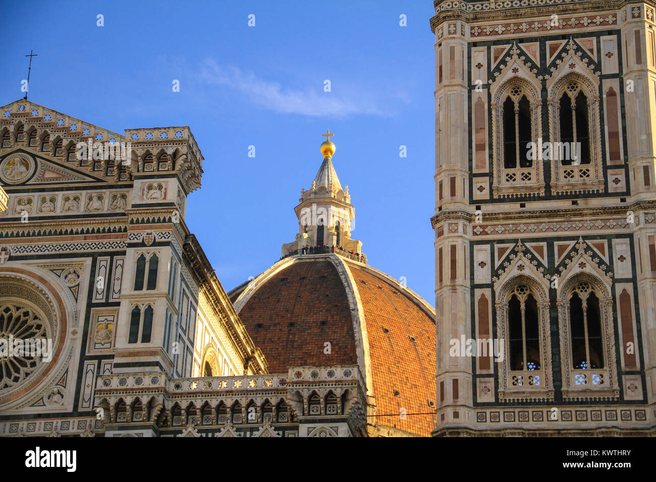 Facade, the dome and bell tower of the Cathedral Santa Maria del Fiore ...