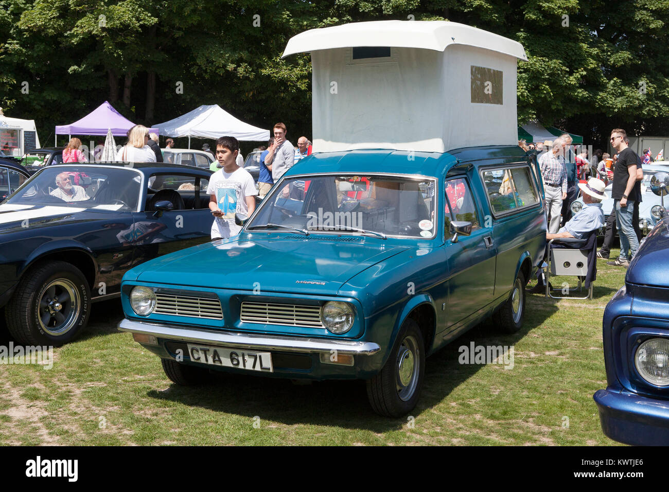 Morris Marina Sun-Tor Motor home on display at the Haslemere Classic Car Show Stock Photo