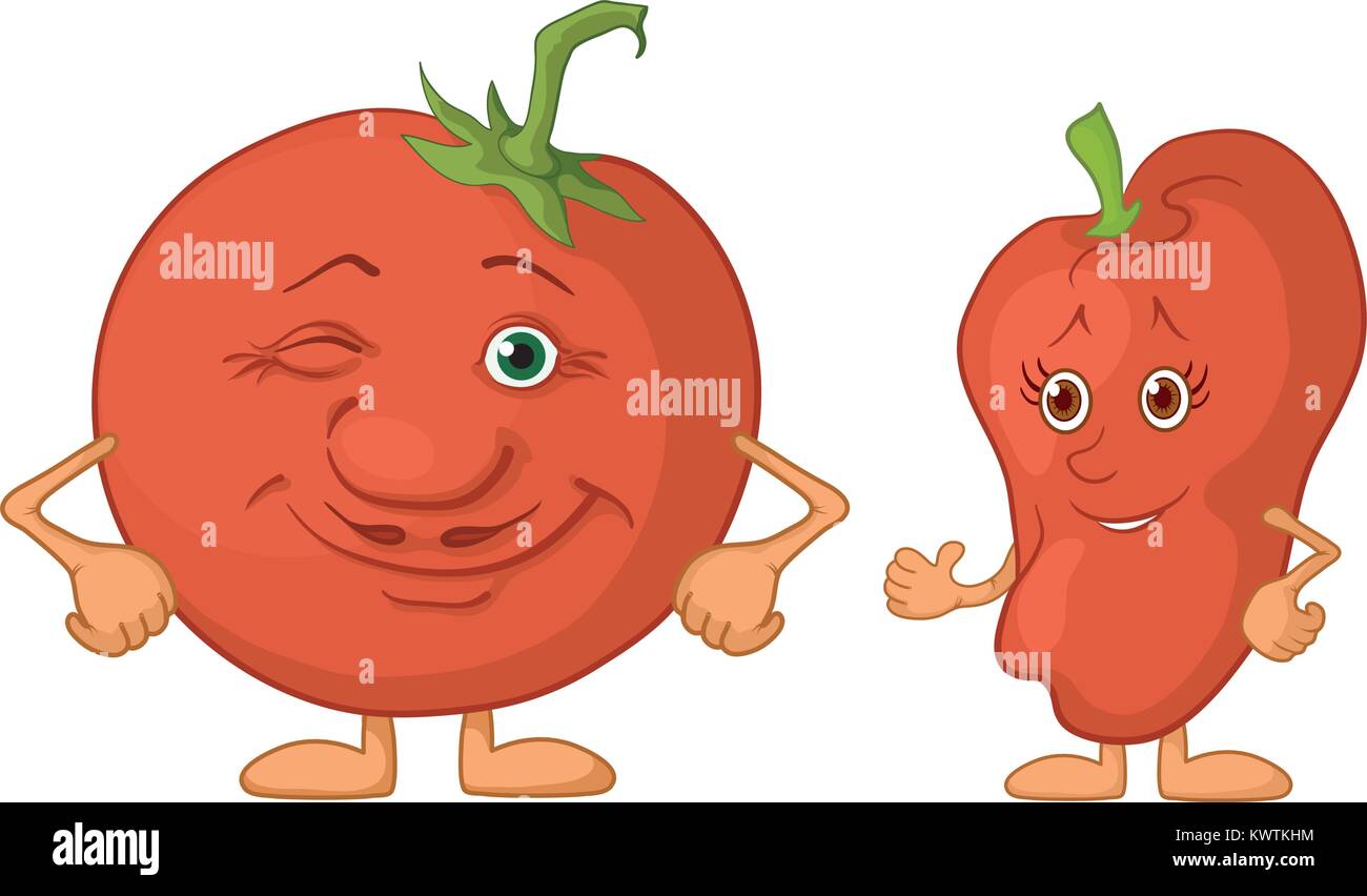 Character tomato and pepper Stock Vector