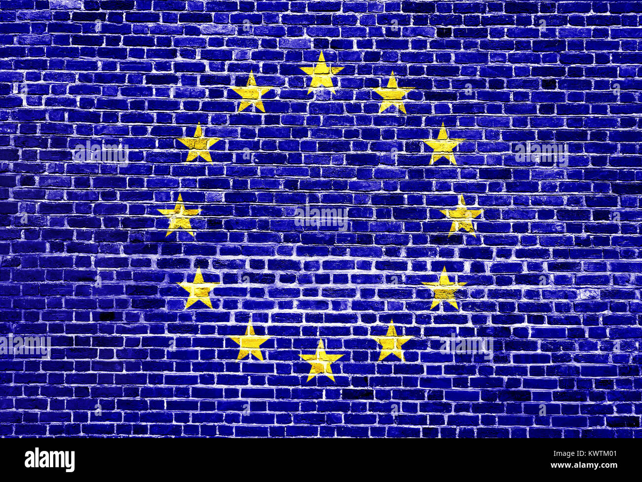 Flag of EU painted on brick wall, background texture Stock Photo - Alamy