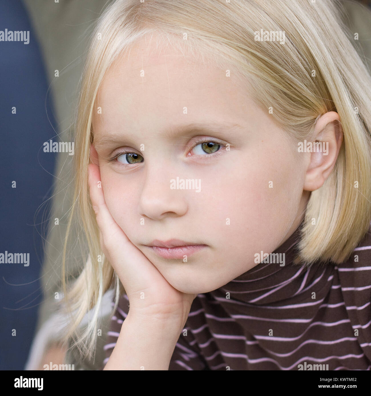 Sad teen girl - face close-up Stock Photo