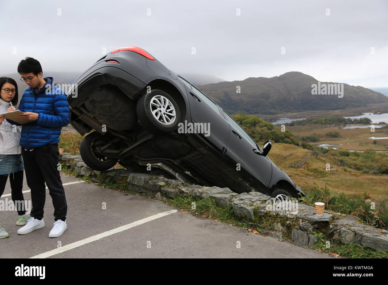 road accident, molls gap, killarney, county kerry, ireland Stock Photo