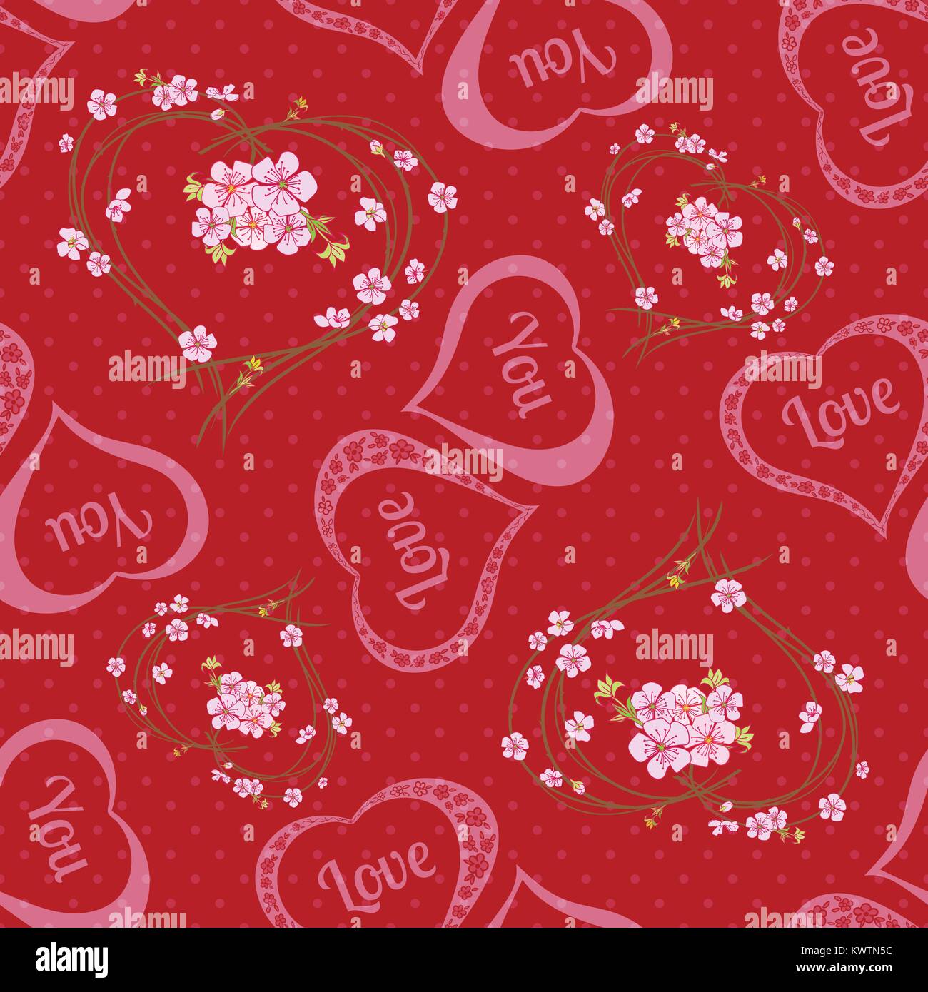 Vector seamless background with polka dots and hearts Stock Vector ...