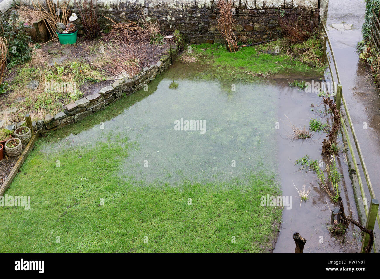 Flooded Garden Caused by Heavy Rain, England, UK Stock Photo Alamy