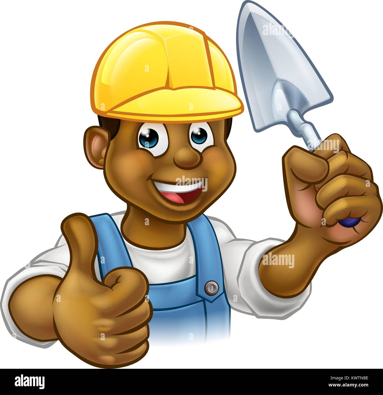 Black Builder Bricklayer Worker With Trowel Tool Stock Vector