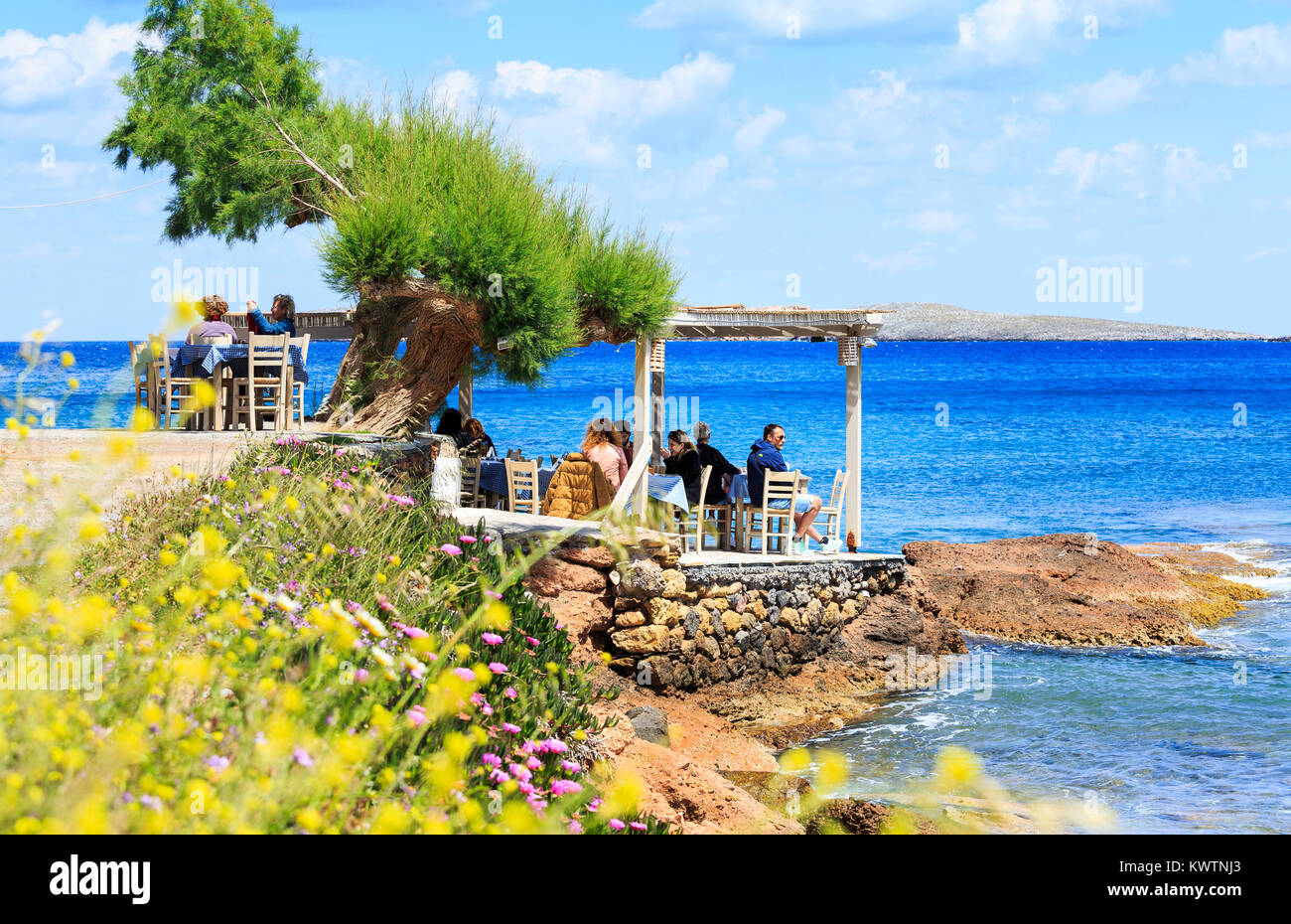 Chiona Fish Taverna, Eastern Crete, Greece Stock Photo