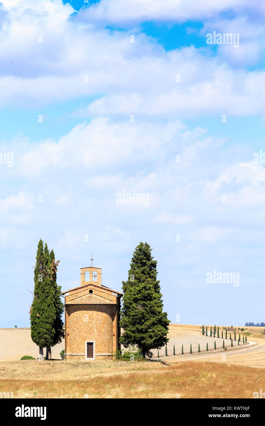 Chapel of Vitaleta Val D'Orcia, Tuscany, Italy Stock Photo