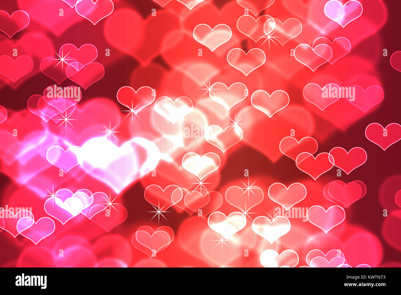 Bokeh in abstract red gradient background of valentine's day.Valentine's day decoration symbol for website design, happy new year,  love heart Stock Photo