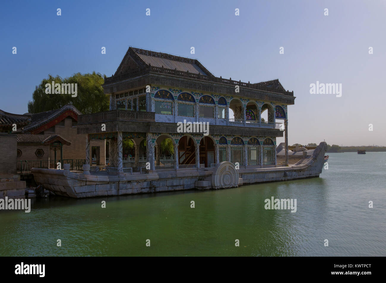 Summer Palace and Imperial Garden in Beijing 'Stone Boat', China Stock Photo