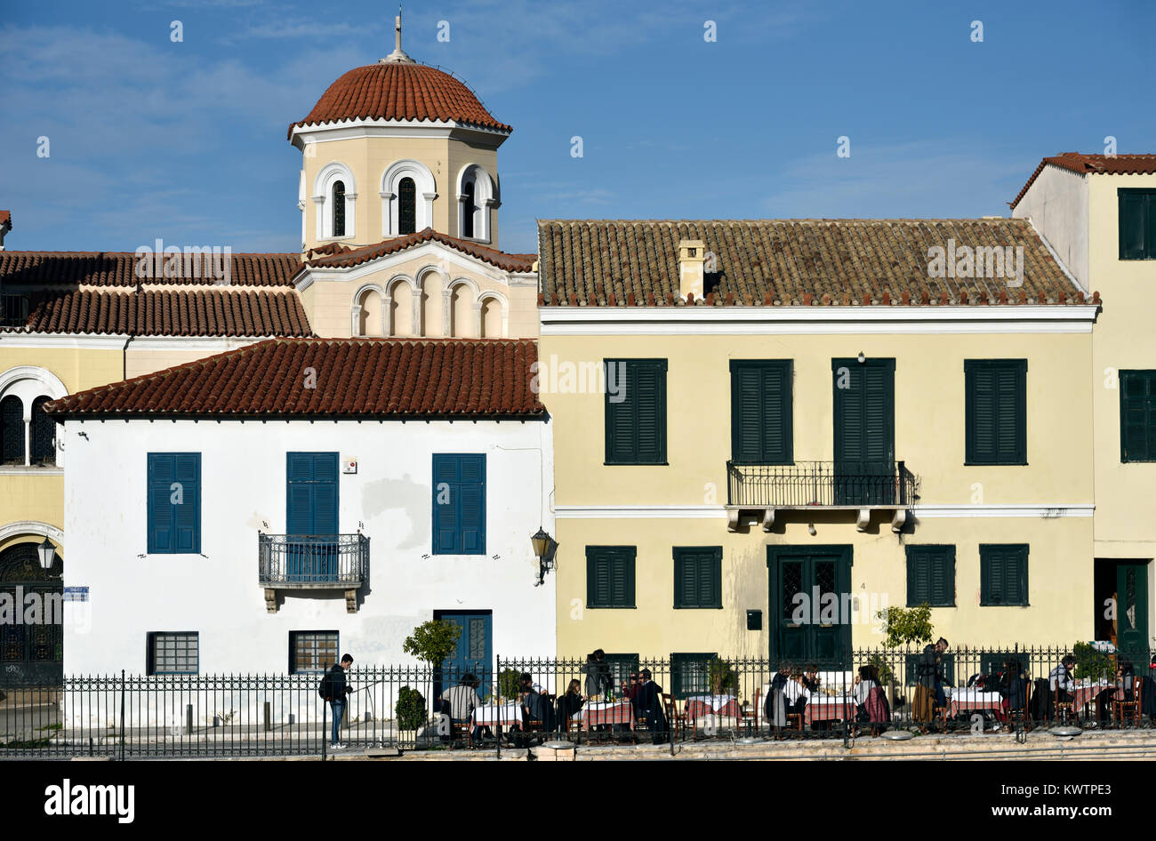 Houses with traditional architecture in Plaka, Athens, Greece Stock