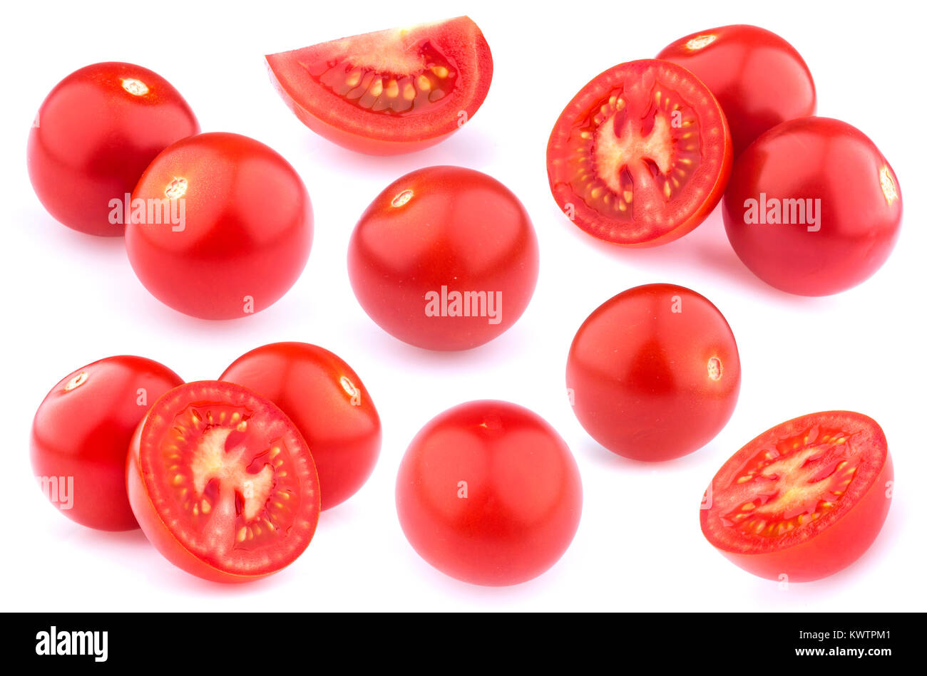 Cherry tomatoes isolated on white background. Collection Stock Photo