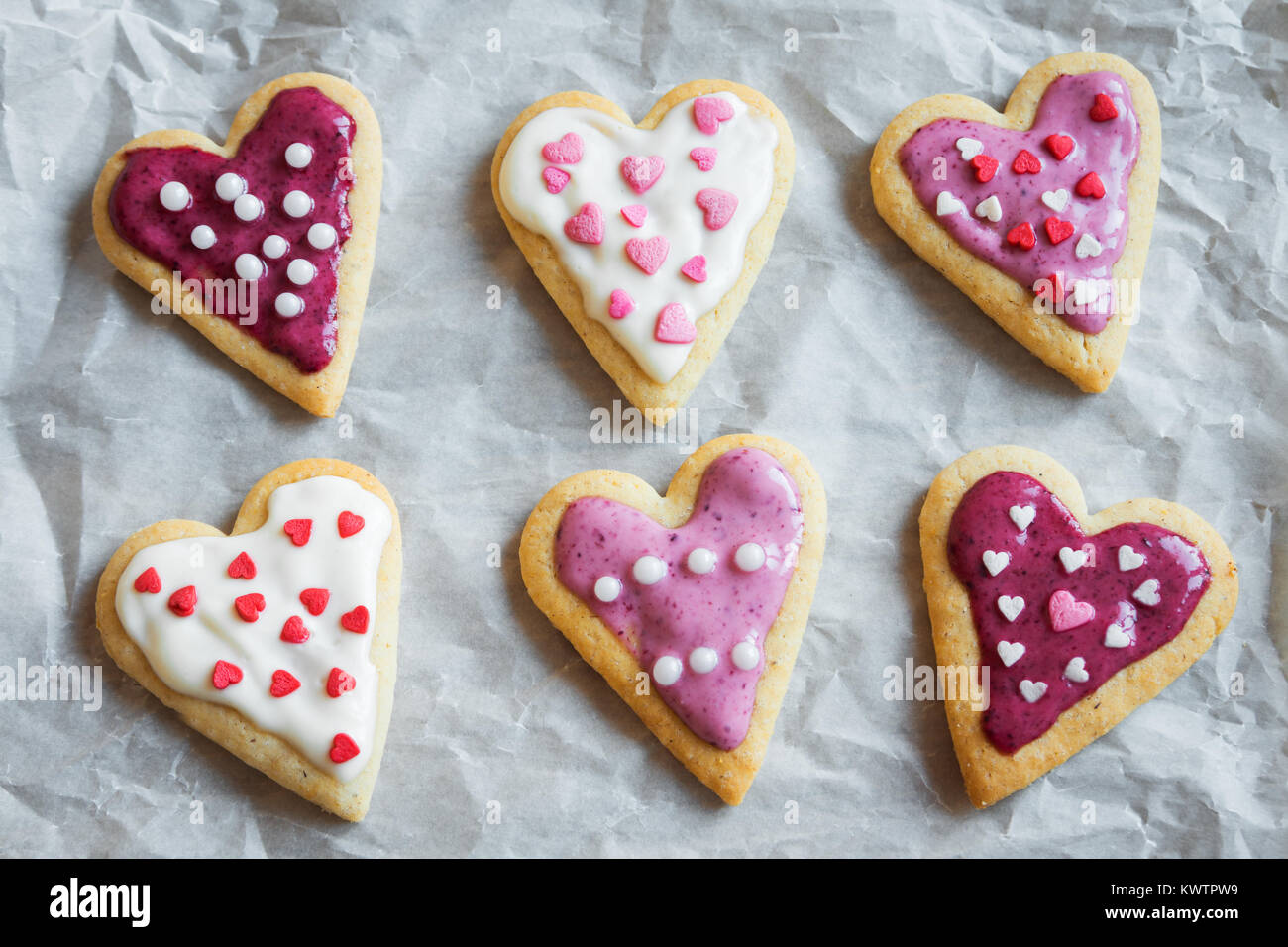 Heart Shaped Cookies Close Up For Valentine Day Homemade Heart Shaped Cookies Close Up For Valentine Day Homemade