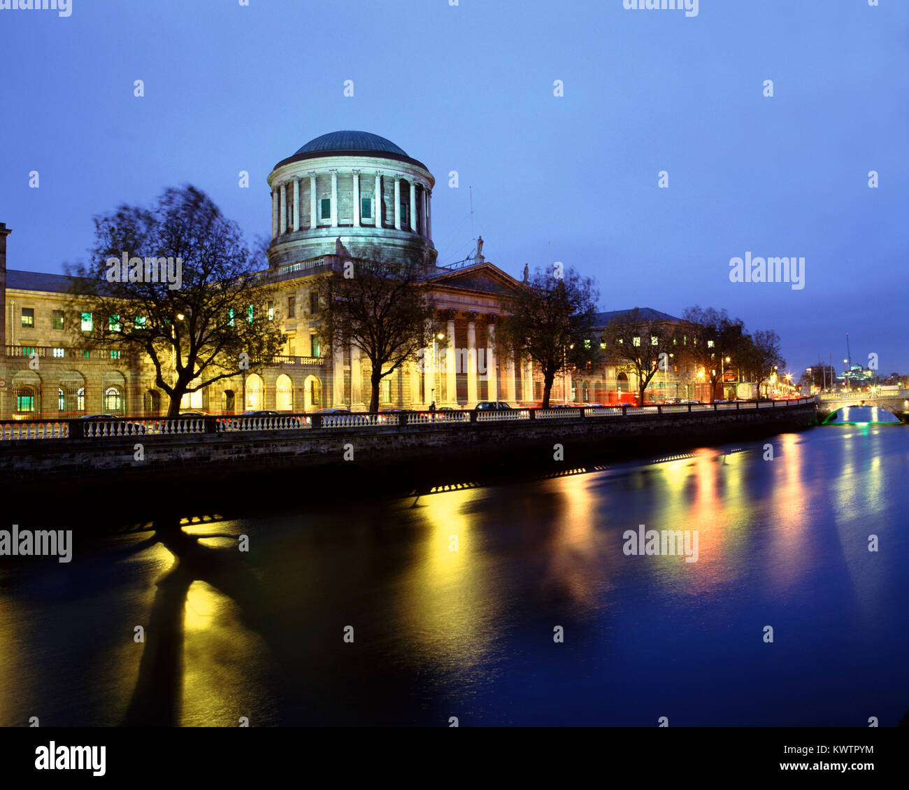 The Four Courts and the River Liffey at dusk, Dublin, County Dublin ...