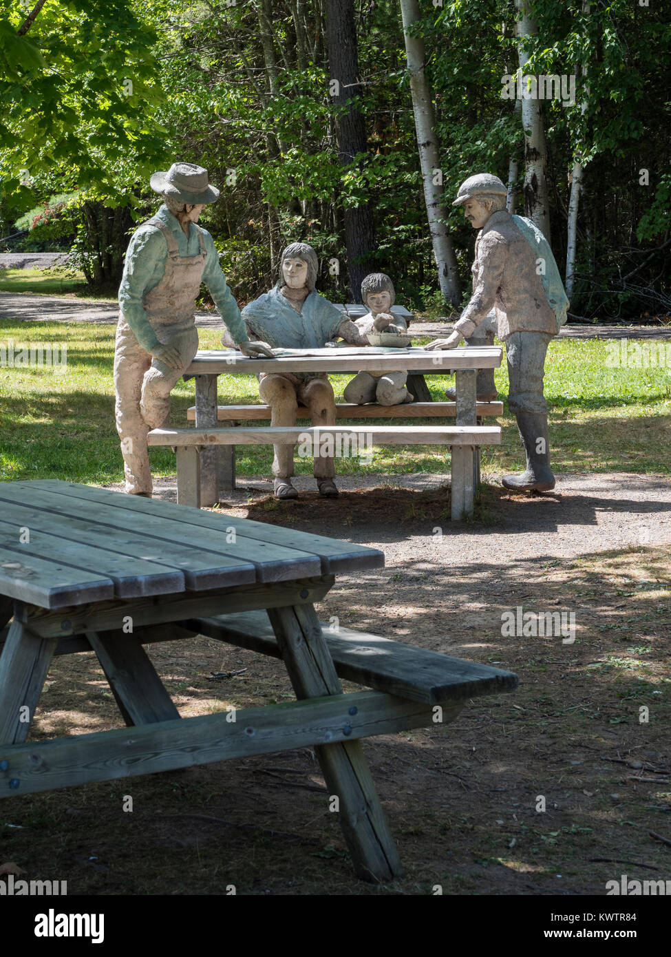 Picnic table statues at visitor center, Kouchibouguac National Park