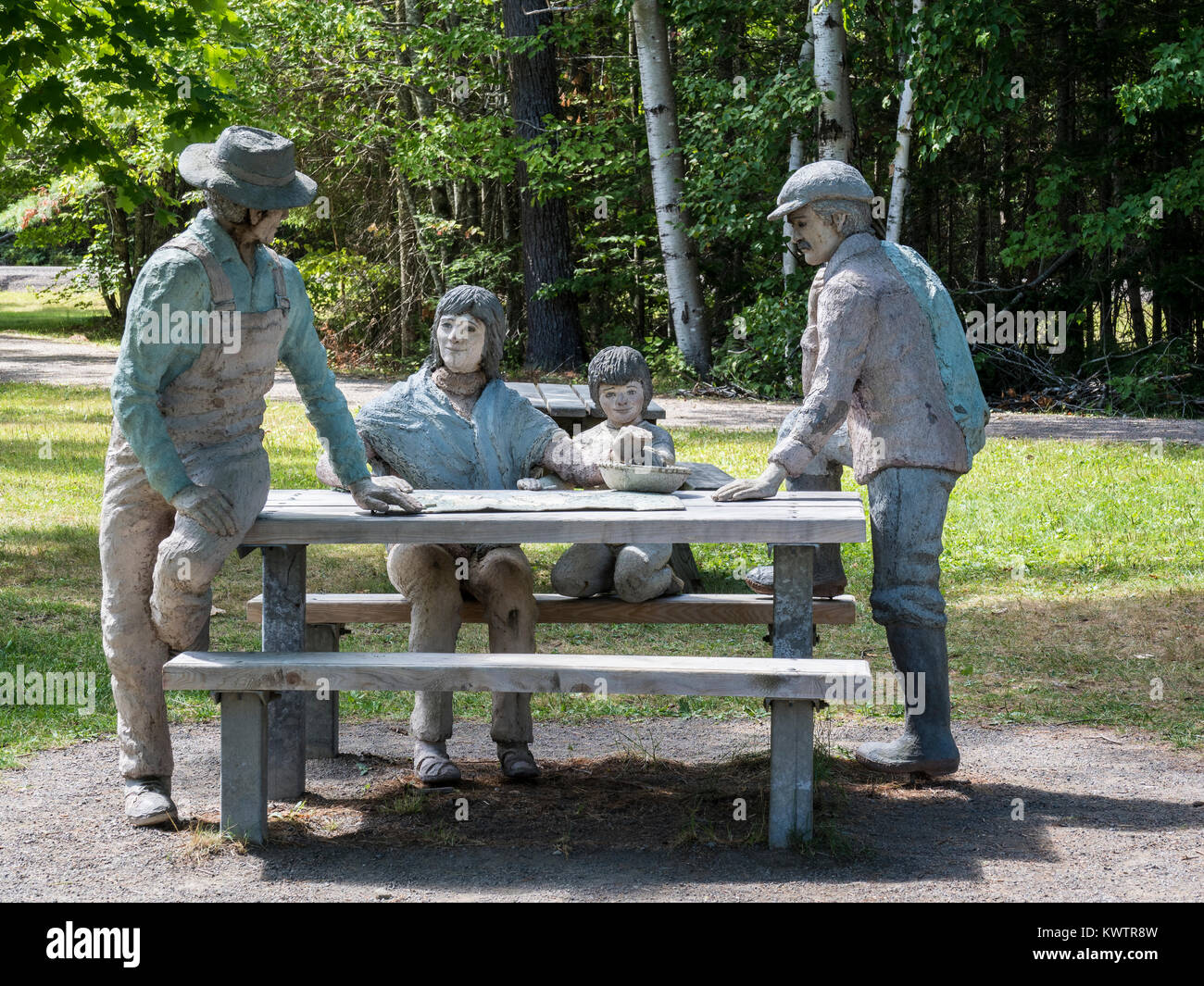 Picnic table statues at visitor center, Kouchibouguac National Park