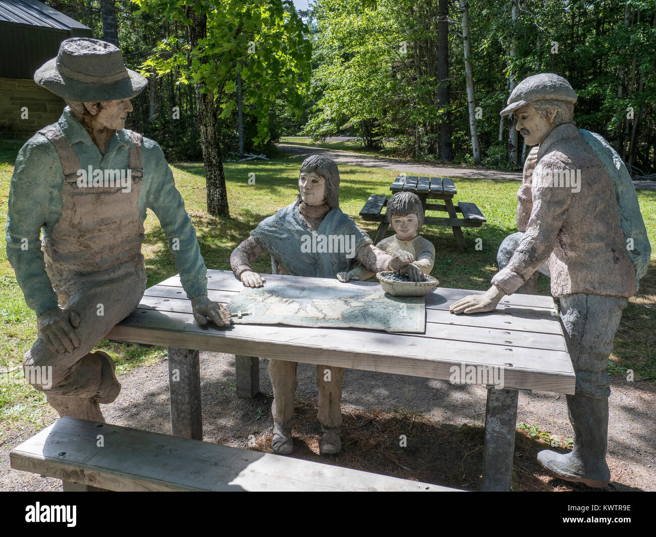 Picnic table statues at visitor center, Kouchibouguac National Park