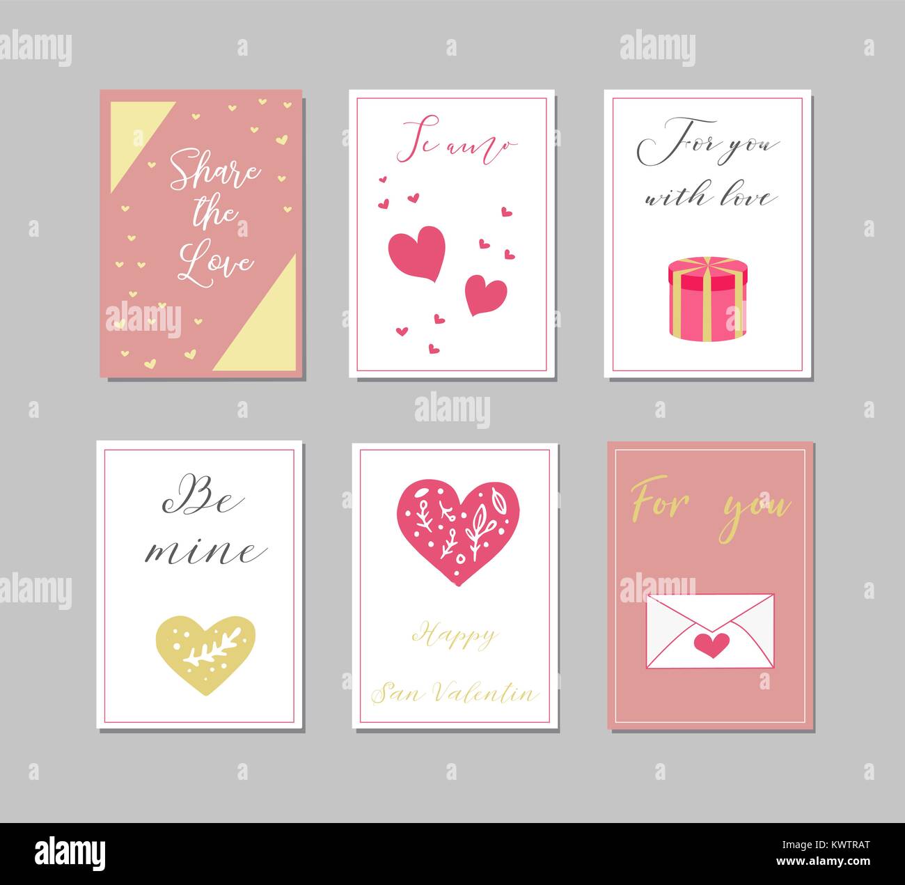 Decorative greeting cards for Valentine's Day.Typography set.The main