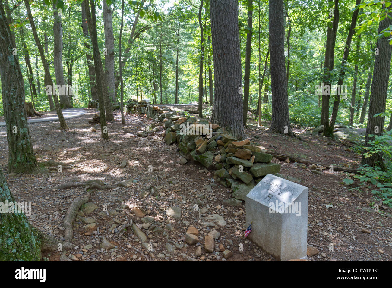 View along the lright flank line of the 20th Maine line on Little Round