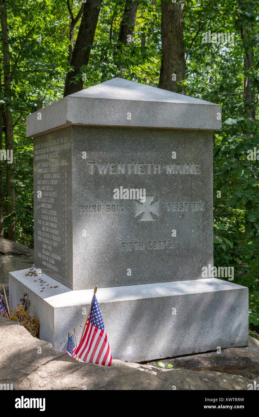 The 20th Maine Volunteer Infantry Regiment Memorial, Little Round Top