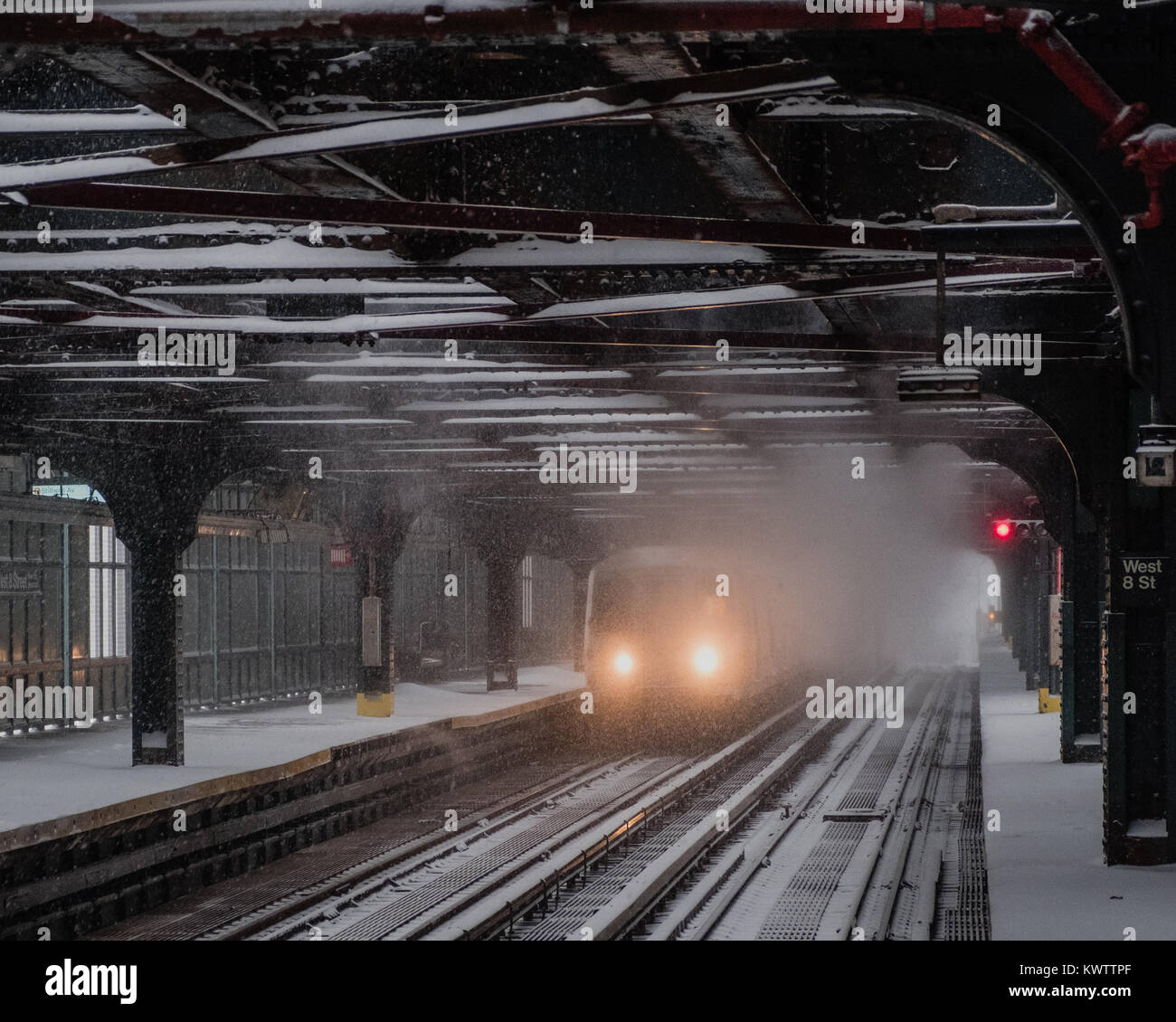 Bomb Cyclone (blizzard) in New York Stock Photo