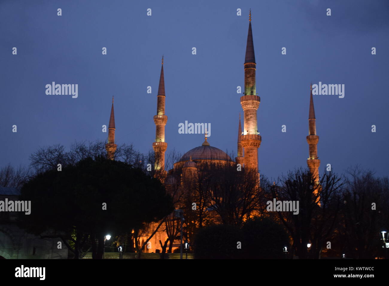The exterior of Sultan Ahmed mosque, also called the Blue Mosque with ...