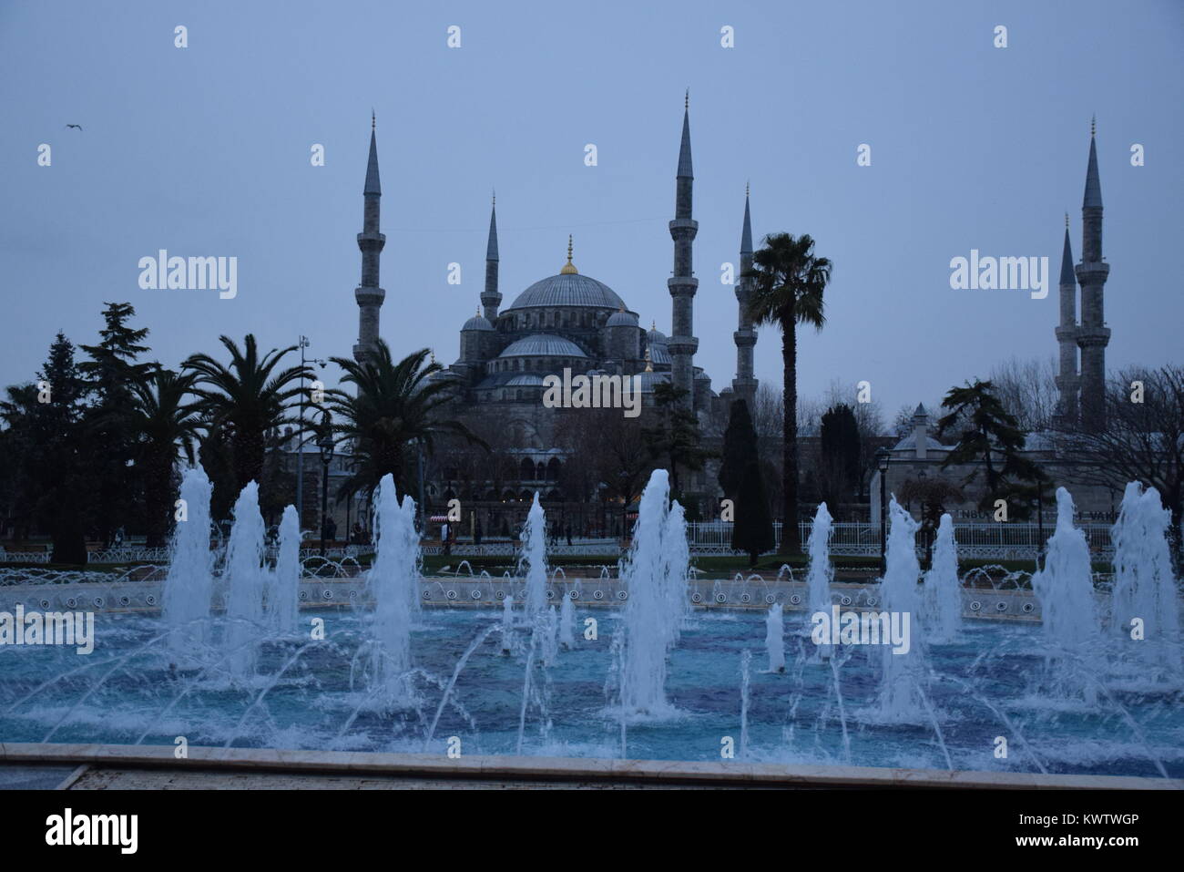 Exterior of the Sultan Ahmed mosque (also called the Blue mosque) in a ...