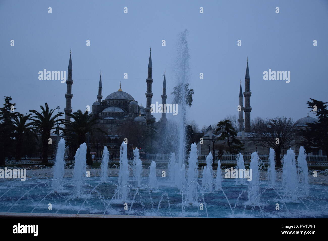 Exterior of the Sultan Ahmed mosque (also called the Blue mosque) in a ...