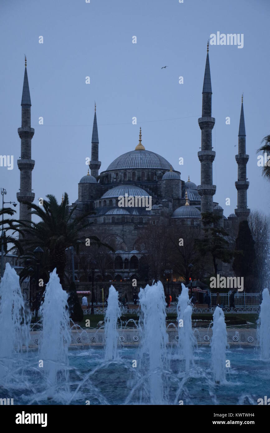 Exterior of the Sultan Ahmed mosque (also called the Blue mosque) in a ...
