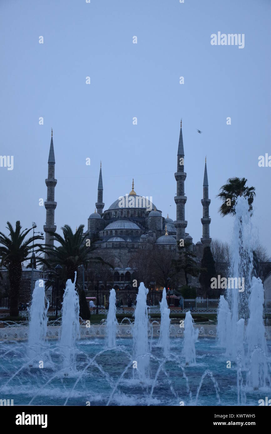 Exterior of the Sultan Ahmed mosque (also called the Blue mosque) in a ...