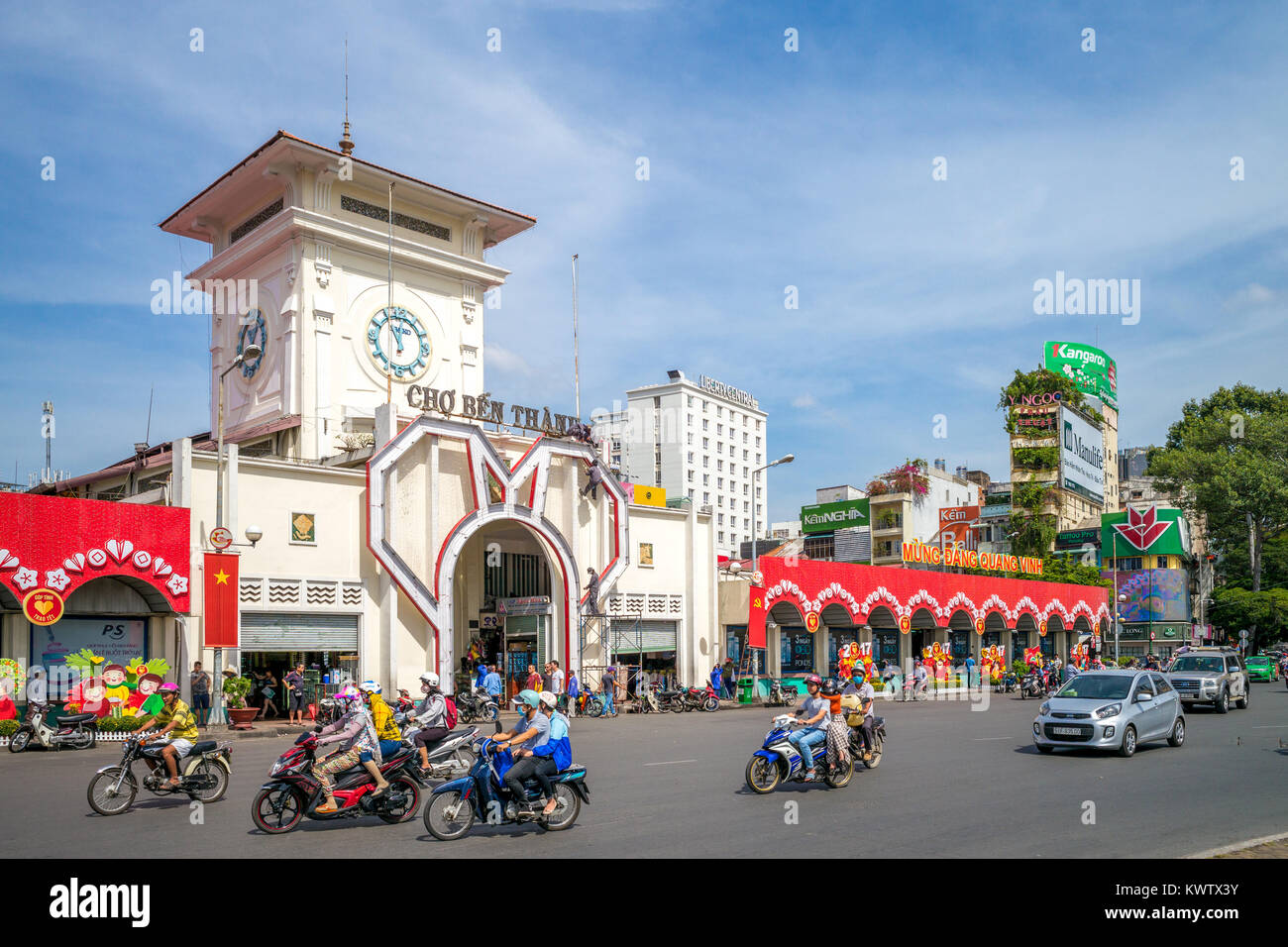 The entrance of Saigon Central Market Stock Photo