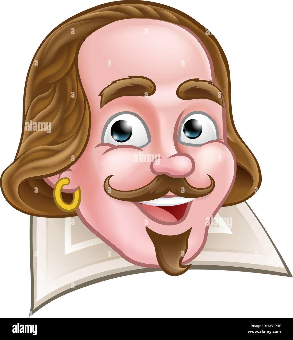 Shakespeare Elizabethan Cartoon Character Stock Vector