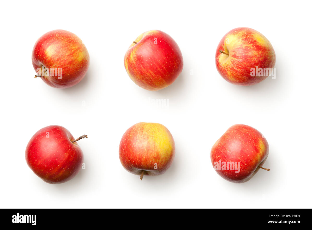 Apples isolated on white background. Champion apple. Top view Stock Photo