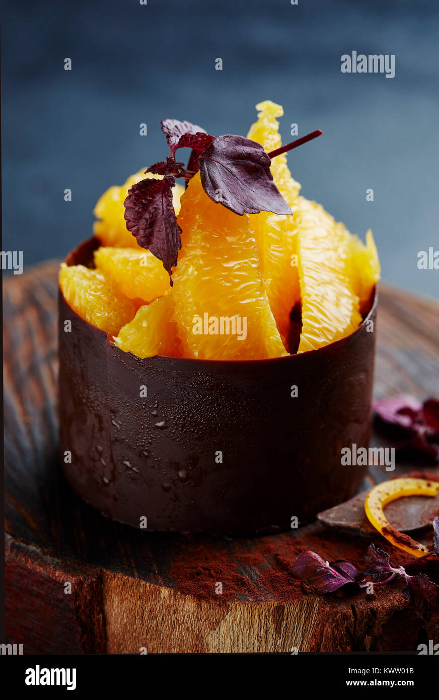Orange and chocolate desert Stock Photo