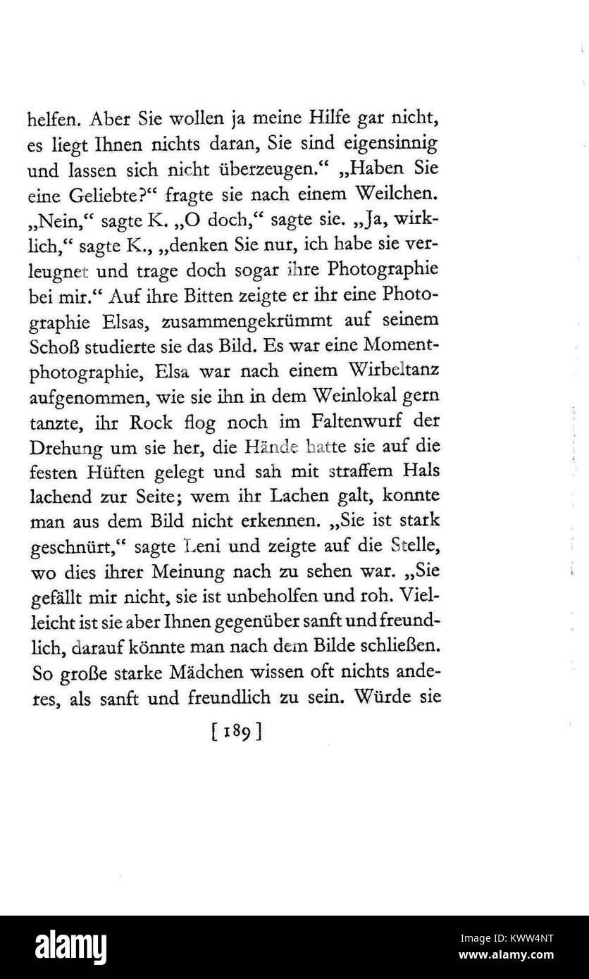 A textual page from Der Prozeß by Franz Kafka, depicting themes of ...